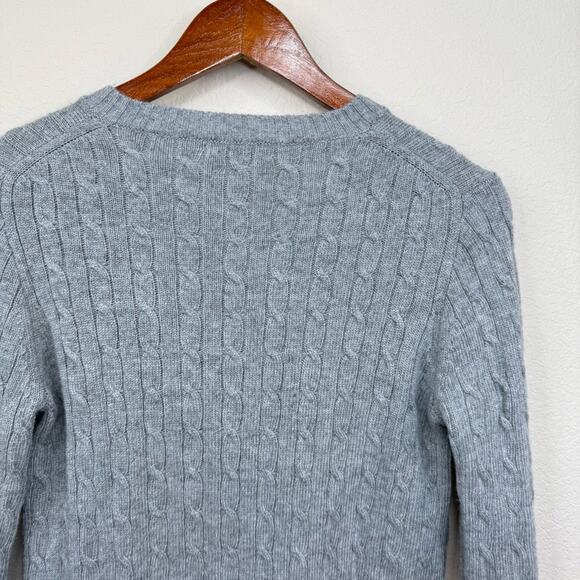 J.CREW Gray Cable Knit V-Neck  Career Casual Wool Blend Sweater Women’s Size M - Picture 5 of 11